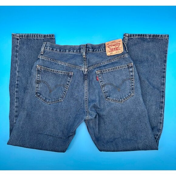 LEVIS 505 REGULAR FIT MENS BLUE DENIM JEANS W34 L32 Straight Leg - Picture 1 of 7